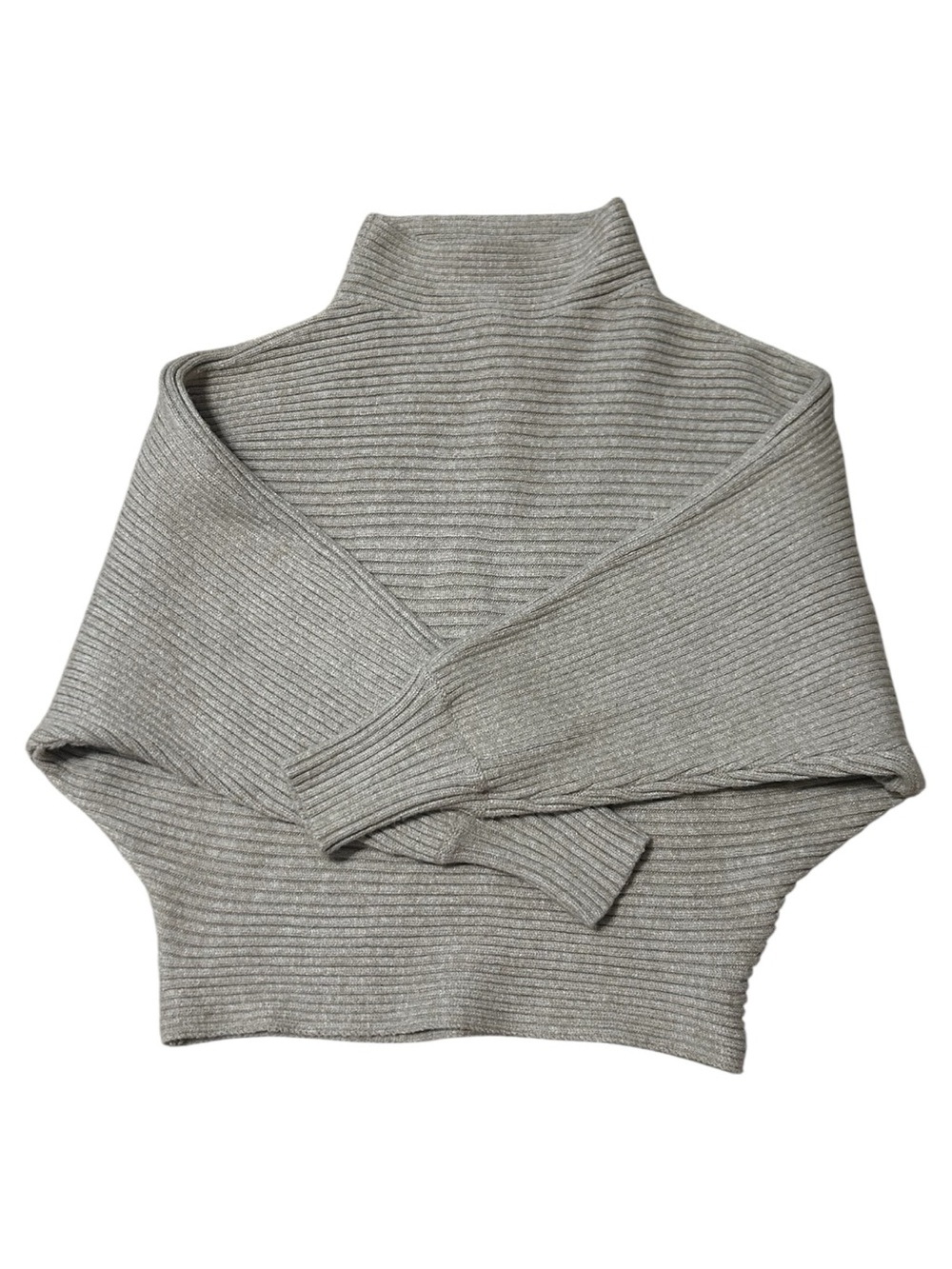 By Anthropologie Mock Neck Batwing Sleeve Ribbed Knit Crop Sweater Size Small